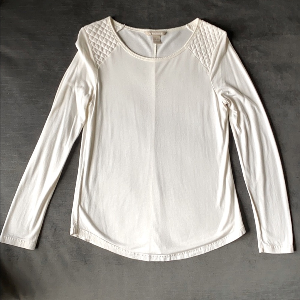 Banana Republic Cream Quilted Shoulder Top, S